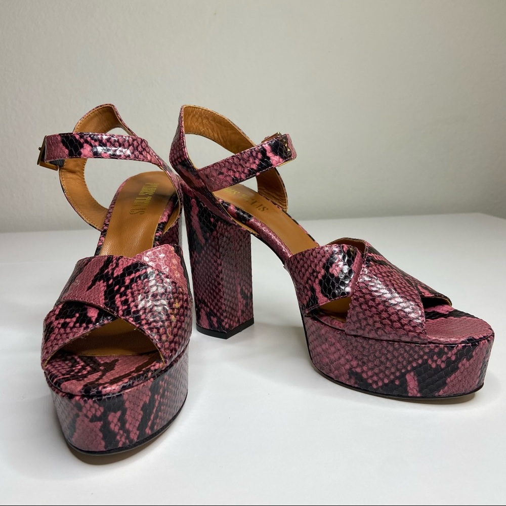 Paris Texas Pink Python Embossed Platform Sandals - image 5